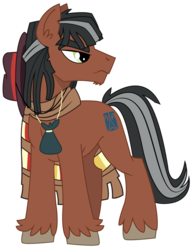 Size: 800x1034 | Tagged: safe, artist:dbkit, oc, oc only, oc:durango, pony, clothes, hat, male, offspring, parent:doctor caballeron, parent:unnamed oc, parents:canon x oc, poncho, simple background, solo, stallion, transparent background