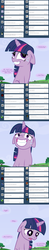 Size: 1138x5760 | Tagged: safe, artist:pegachess, twilight sparkle, pony, unicorn, ask the resized ponies, g4, dialogue, female, horn, lies, macro, mare, nervous, open mouth, sad, speech bubble, sweat, tumblr