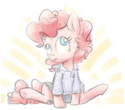 Size: 1280x1123 | Tagged: safe, artist:nobody, pinkie pie, g4, clothes, cute, diapinkes, female, hoodie, mlpgdraws, sitting, solo