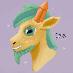 Size: 1000x1000 | Tagged: safe, artist:unsavorydom, atomic crystal, beta particle, neighls bohr, crystal pony, goat, pony, g4, goatified, grin, mlpgdraws, portrait, smiling, solo, species swap