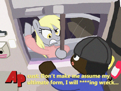 Size: 800x600 | Tagged: safe, artist:shutterflye, derpy hooves, pegasus, pony, g4, angry, censored dialogue, drive thru, female, mare, meme, parody, subtitles, youtube link