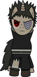 Size: 624x1280 | Tagged: safe, artist:lancerdarksoul, pony, unicorn, angry, clothes, crossover, looking at you, mangekyo sharingan, naruto, ponified, rinnegan, simple background, solo, torn clothes, transparent background, uchiha obito