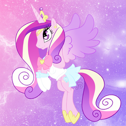 Size: 1280x1280 | Tagged: safe, artist:discordin, princess cadance, alicorn, pony, g4, clothes, crossover, crown, dress, female, hoof shoes, jewelry, mare, regalia, sailor moon (series), solo, spread wings, tiara, wings