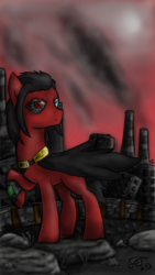 Size: 720x1280 | Tagged: safe, artist:setharu, oc, oc only, oc:red eye, pony, fallout equestria, fallout, male, solo, stallion