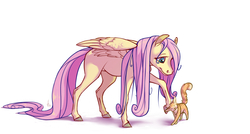 Size: 1000x534 | Tagged: safe, artist:birddragon, fluttershy, cat, horse, g4, cute, female, petting, raised hoof, shyabetes, smiling, solo, spread wings