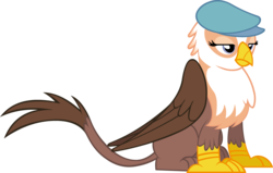 Size: 4000x2547 | Tagged: safe, artist:doctor-g, gimme moore, griffon, female, hat, newsboy hat, simple background, solo, transparent background, vector