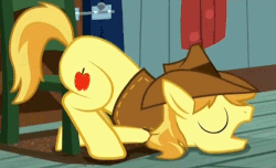 Size: 566x345 | Tagged: safe, screencap, braeburn, earth pony, pony, appleoosa's most wanted, g4, animated, braebetes, chair, cute, face down ass up, gif, loop, male, perfect loop, sleeping, snoring, solo, stallion, stupid sexy braeburn