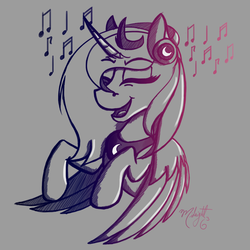 Size: 700x700 | Tagged: safe, artist:midnightsix3, princess luna, lunadoodle, g4, female, headphones, music, music notes, nightwish, solo