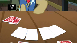 Size: 1280x720 | Tagged: safe, edit, screencap, sheriff silverstar, earth pony, pony, appleoosa's most wanted, g4, card, exploitable, male, playing card, solo, stallion, template