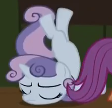 Size: 226x219 | Tagged: safe, screencap, sweetie belle, appleoosa's most wanted, g4, backbend, chest stand, flexible