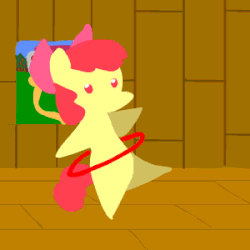 Size: 300x300 | Tagged: safe, artist:caitsith511, apple bloom, earth pony, pony, g4, animated, clubhouse, crusaders clubhouse, female, loop-de-hoop, pointy ponies, silly, silly pony, solo, sweet apple acres