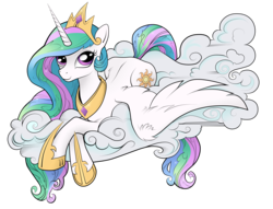 Size: 10000x7622 | Tagged: safe, artist:amorecadenza, artist:andy price, idw, princess celestia, alicorn, pony, g4, absurd resolution, cloud, female, mare, simple background, smiling, solo, spread wings, transparent background, vector