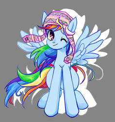 Size: 718x756 | Tagged: safe, artist:han_hyui, rainbow dash, g4, female, solo, wink