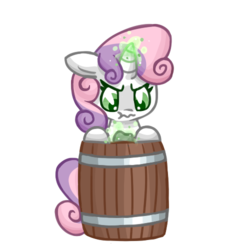 Size: 500x500 | Tagged: safe, sweetie belle, g4, barrel, female, magic, rock, simple background, solo, transparent background