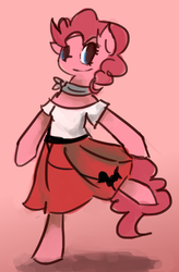 Size: 700x1069 | Tagged: dead source, safe, artist:just-as-requested, pinkie pie, g4, bipedal, clothes, dress, female, poodle skirt, skirt, solo