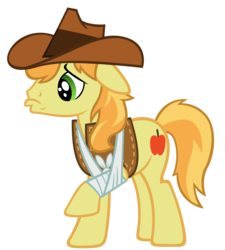 Size: 4500x5000 | Tagged: safe, artist:sofunnyguy, braeburn, earth pony, pony, appleoosa's most wanted, g4, absurd resolution, broken leg, injured, male, simple background, solo, stallion, transparent background, vector