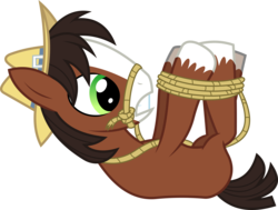 Size: 7957x6000 | Tagged: safe, artist:dasprid, trouble shoes, appleoosa's most wanted, g4, absurd resolution, frown, gritted teeth, hogtied, legs in air, on back, rope, simple background, tied up, transparent background, vector, wide eyes