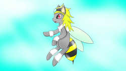 Size: 1920x1080 | Tagged: safe, oc, oc only, bee pony, original species, artifact, female, flying, low quality, solo