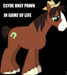Size: 850x960 | Tagged: safe, artist:90sigma, edit, trouble shoes, clydesdale, appleoosa's most wanted, g4, black background, blazing saddles, image macro, male, meme, mongo, roflbot, simple background, solo, stallion, vector