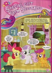 Size: 800x1128 | Tagged: safe, apple bloom, diamond tiara, scootaloo, sweetie belle, g4, official, comic, cutie mark crusaders