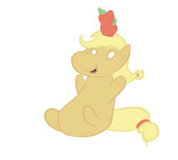 Size: 500x450 | Tagged: safe, artist:liracrown, part of a set, applejack, earth pony, pony, g4, animated, apple, balancing, blinking, cute, female, silly, silly pony, simple background, sitting, solo, that pony sure does love apples, white background, who's a silly pony