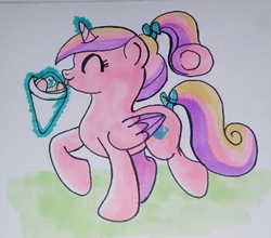 Size: 350x308 | Tagged: safe, artist:kuromi, princess cadance, g4, female, ice cream, solo, traditional art, younger