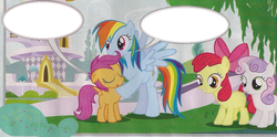Size: 978x486 | Tagged: safe, apple bloom, rainbow dash, scootaloo, sweetie belle, g4, cutie mark crusaders, template