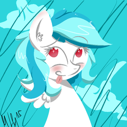 Size: 600x600 | Tagged: safe, artist:morroderthefreakyguy, oc, oc only, oc:squeaky clean, blushing, cute, solo, tongue out