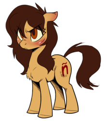 Size: 1411x1586 | Tagged: safe, artist:mav, oc, oc only, oc:maría teresa de los ponyos paguetti, earth pony, pony, angry, blushing, simple background, transparent background