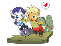 Size: 1280x969 | Tagged: safe, artist:cowgirlrarity, applejack, rarity, oc, oc:ivory, oc:sparkling cider, ultimare universe, g4, female, lesbian, ship:rarijack, shipping