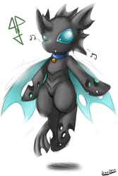 Size: 446x667 | Tagged: safe, artist:vavacung, oc, oc only, changeling, collar, solo