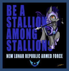 Size: 878x910 | Tagged: safe, artist:gasmaskfox, bat pony, pony, g4, new lunar republic, night guard, propaganda, propaganda poster, solo