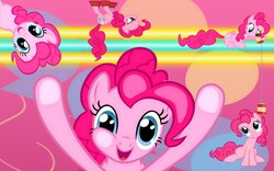 Size: 1920x1200 | Tagged: safe, artist:daughterdragon, pinkie pie, g4, collage, cutie mark, smiling, suction cup, vector, wallpaper