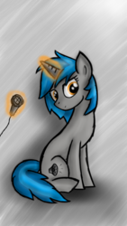 Size: 720x1280 | Tagged: safe, artist:setharu, oc, oc only, oc:homage, pony, unicorn, fallout equestria, fallout, female, glowing horn, horn, magic, mare, microphone, sitting, solo, telekinesis