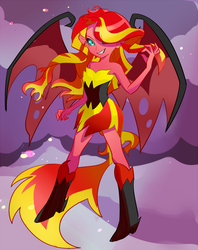 Size: 400x506 | Tagged: safe, artist:pan, sunset shimmer, equestria girls, g4, my little pony equestria girls, alternate hairstyle, demonic, female, solo, sunset satan