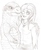 Size: 1464x1776 | Tagged: safe, artist:johng117, fluttershy, human, kaiju, g4, crossover, godzilla, godzilla (series), godzilla 2014, godzilla junior, godzillashy, humanized, lick kiss, licking, monochrome, traditional art