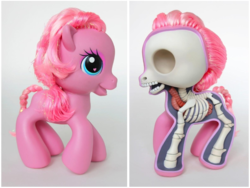 Size: 1009x758 | Tagged: safe, artist:jason freeny, pinkie pie (g3), g3, g3.5, dissectibles, irl, organs, photo, sculpture, skeleton, spooky scary skeleton, toy