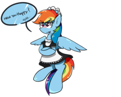 Size: 1000x800 | Tagged: safe, artist:gnworkplace, rainbow dash, pegasus, pony, g4, blushing, clothes, female, maid, rainbow maid, simple background, solo, transparent background