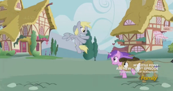 Size: 1701x888 | Tagged: safe, screencap, amethyst star, derpy hooves, matilda, sparkler, pegasus, pony, g4, season 5, slice of life (episode), equestria's best family, female, mare