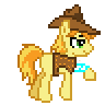 Size: 96x96 | Tagged: safe, artist:anonycat, artist:ban_mido, artist:deathpony, braeburn, g4, animated, broken leg, desktop ponies, limp, male, simple background, solo, transparent background, walk cycle