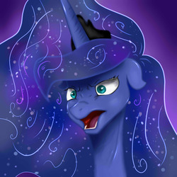 Size: 3000x3000 | Tagged: safe, artist:purplesquidz, princess luna, g4, female, floppy ears, frown, high res, open mouth, solo