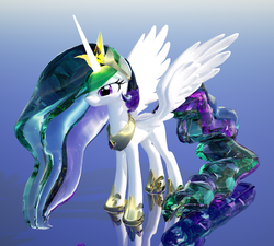 Size: 1800x1620 | Tagged: safe, artist:duskie-06, princess celestia, g4, 3d, 3d render, female, reflection, solo, spread wings