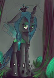 Size: 900x1300 | Tagged: safe, artist:gaabcio13, queen chrysalis, changeling, changeling queen, g4, crown, female, jewelry, regalia, solo