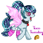 Size: 150x150 | Tagged: safe, artist:purplenightthekitty, sonata dusk, pony, g4, my little pony equestria girls: rainbow rocks, animated, female, fin wings, fins, icon, pixel art, ponified, solo, sonataco, taco, taco tuesday, that girl sure loves tacos, that pony sure does love tacos, that siren sure does love tacos, wings