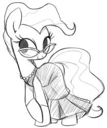 Size: 330x397 | Tagged: safe, artist:php27, mayor mare, pony, g4, bedroom eyes, clothes, dress, glasses, monochrome, sketch