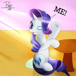 Size: 2300x2300 | Tagged: safe, artist:mrbrunoh1, rarity, pony, unicorn, g4, cute, female, happy, high res, light, one eye closed, restaurant, solo, table