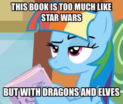 Size: 606x511 | Tagged: safe, screencap, rainbow dash, g4, my little pony: friendship is magic, the lost treasure of griffonstone, eragon, exploitable meme, female, image macro, manebow sparkle, meme, solo