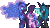 Size: 436x248 | Tagged: safe, artist:mrponiator, nightmare moon, queen chrysalis, starlight glimmer, alicorn, changeling, changeling queen, pony, unicorn, g4, antagonist, female, gif, looking at each other, mare, non-animated gif, pixel art, s5 starlight, simple background, smiling, transparent background