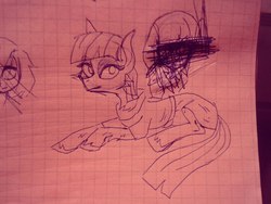 Size: 1280x960 | Tagged: safe, artist:methadonedog, maud pie, g4, female, graph paper, monochrome, sketch, solo, traditional art