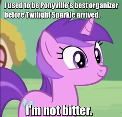 Size: 491x469 | Tagged: safe, edit, edited screencap, screencap, amethyst star, sparkler, pony, unicorn, g4, slice of life (episode), 100th episode, blatant lies, cropped, duck dodgers, female, image macro, implied twilight sparkle, jealous, mare, meme, reference, solo, stepford smiler